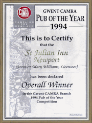 The St Julian Inn, Gwent CAMRA Pub of the Year for the first time - Click here to bring up a larger version of this article